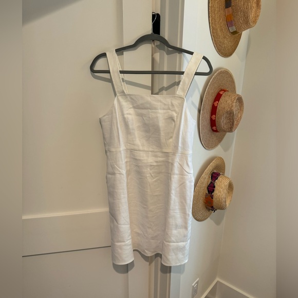 NWT J.Crew square neck a line white linen blend dress - Picture 5 of 7